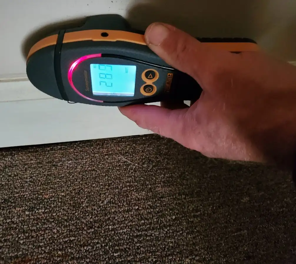 Moisture detection at baseboard during Sewage Cleanup & Sanitation in Euclid